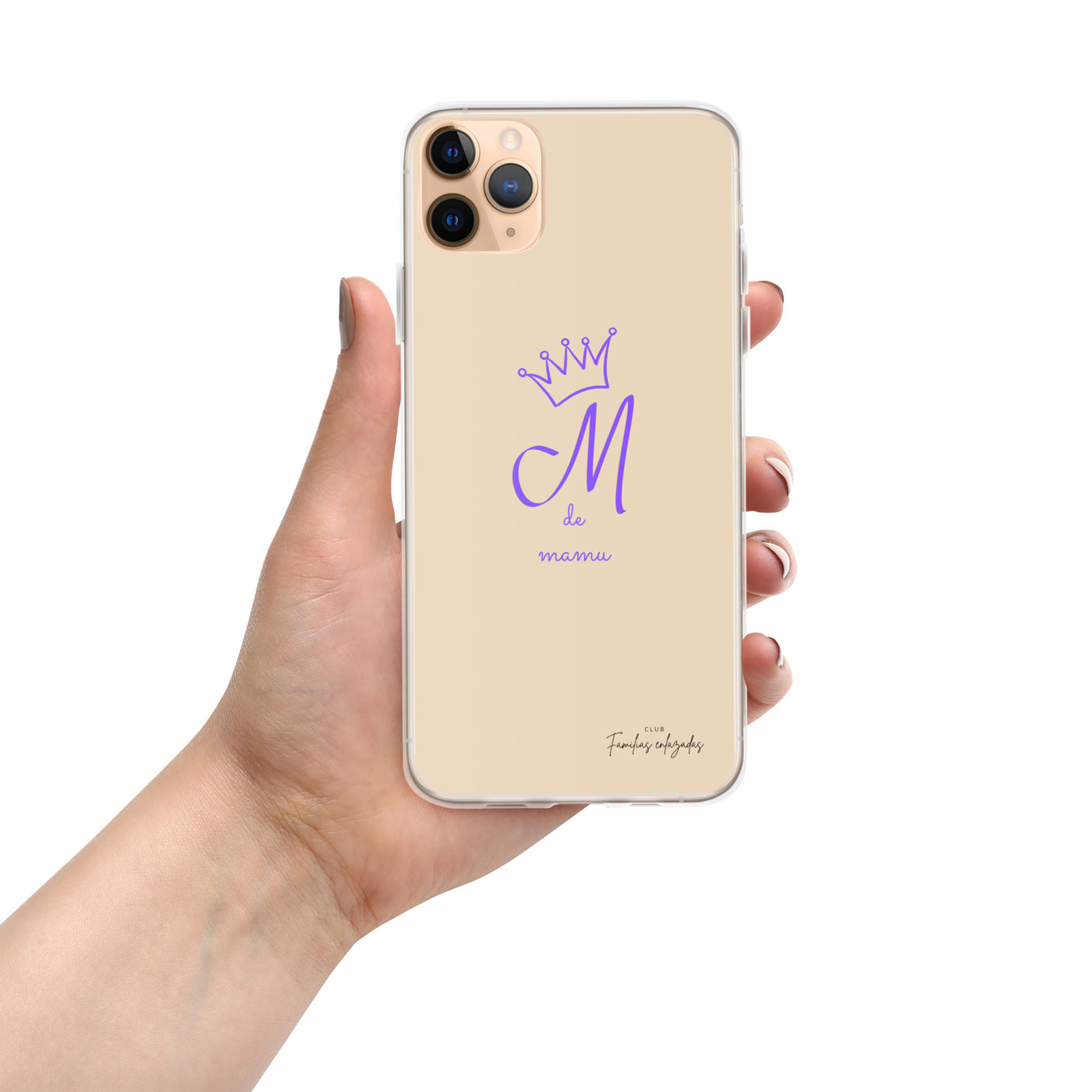 Beige iPhone® Hülle „M wie mamu“