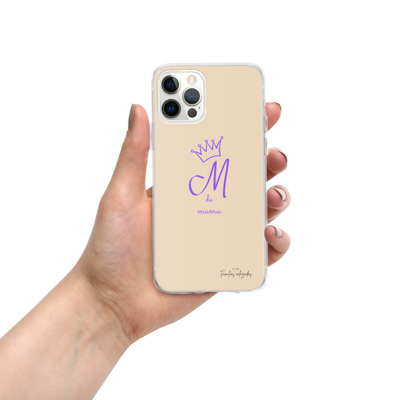 Beige iPhone® Hülle „M wie mamu“