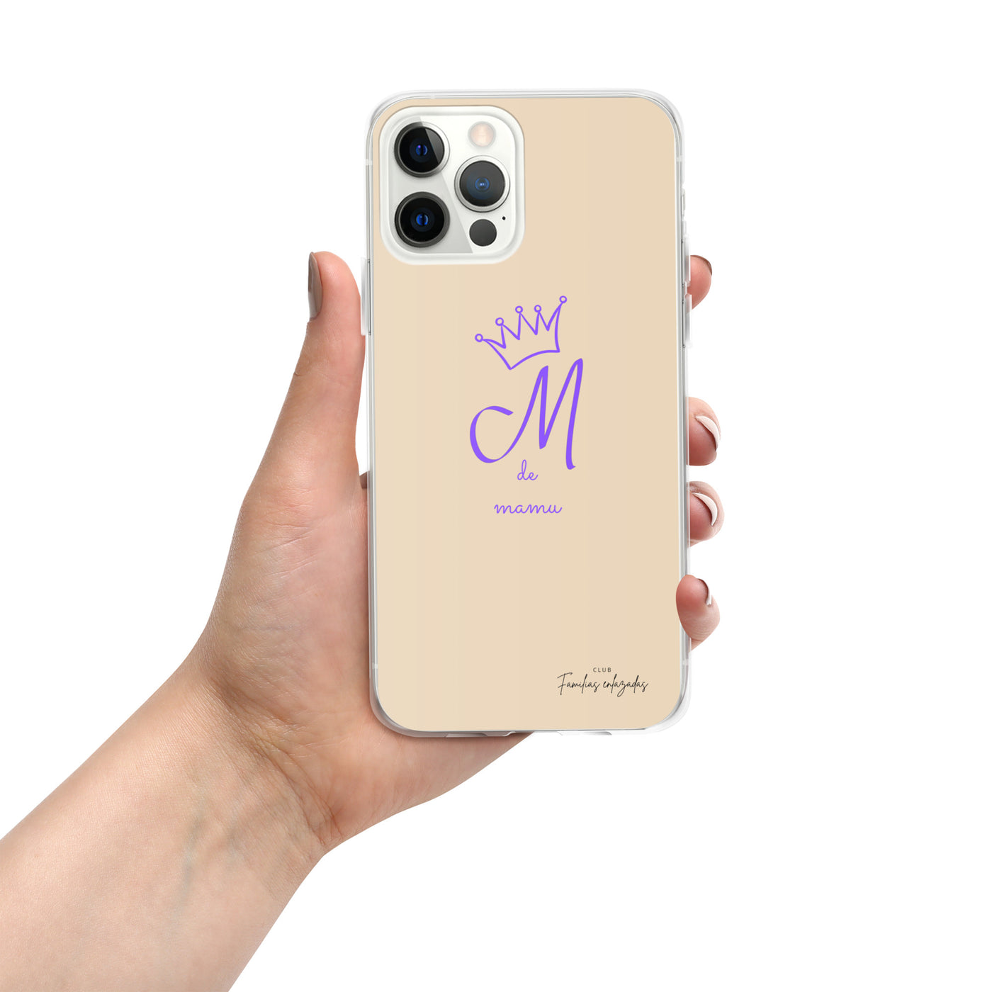 Beige iPhone® Hülle „M wie mamu“