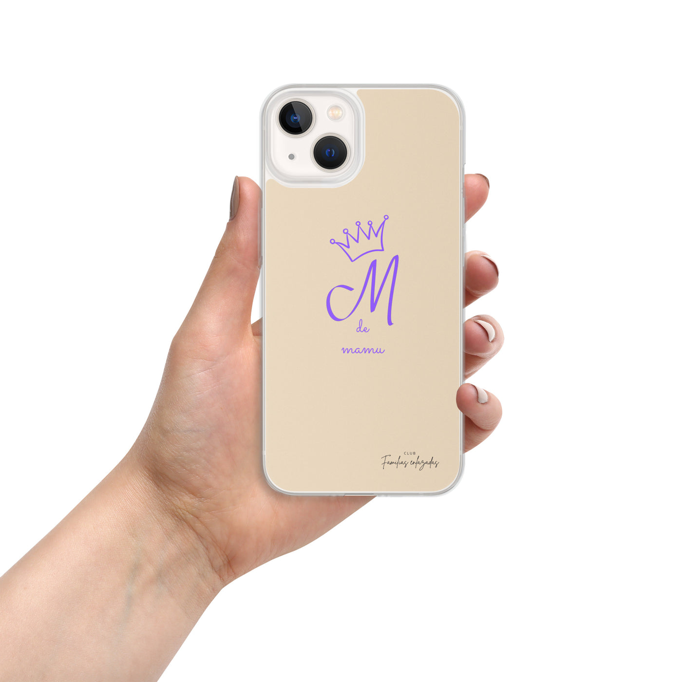 Beige iPhone® Hülle „M wie mamu“