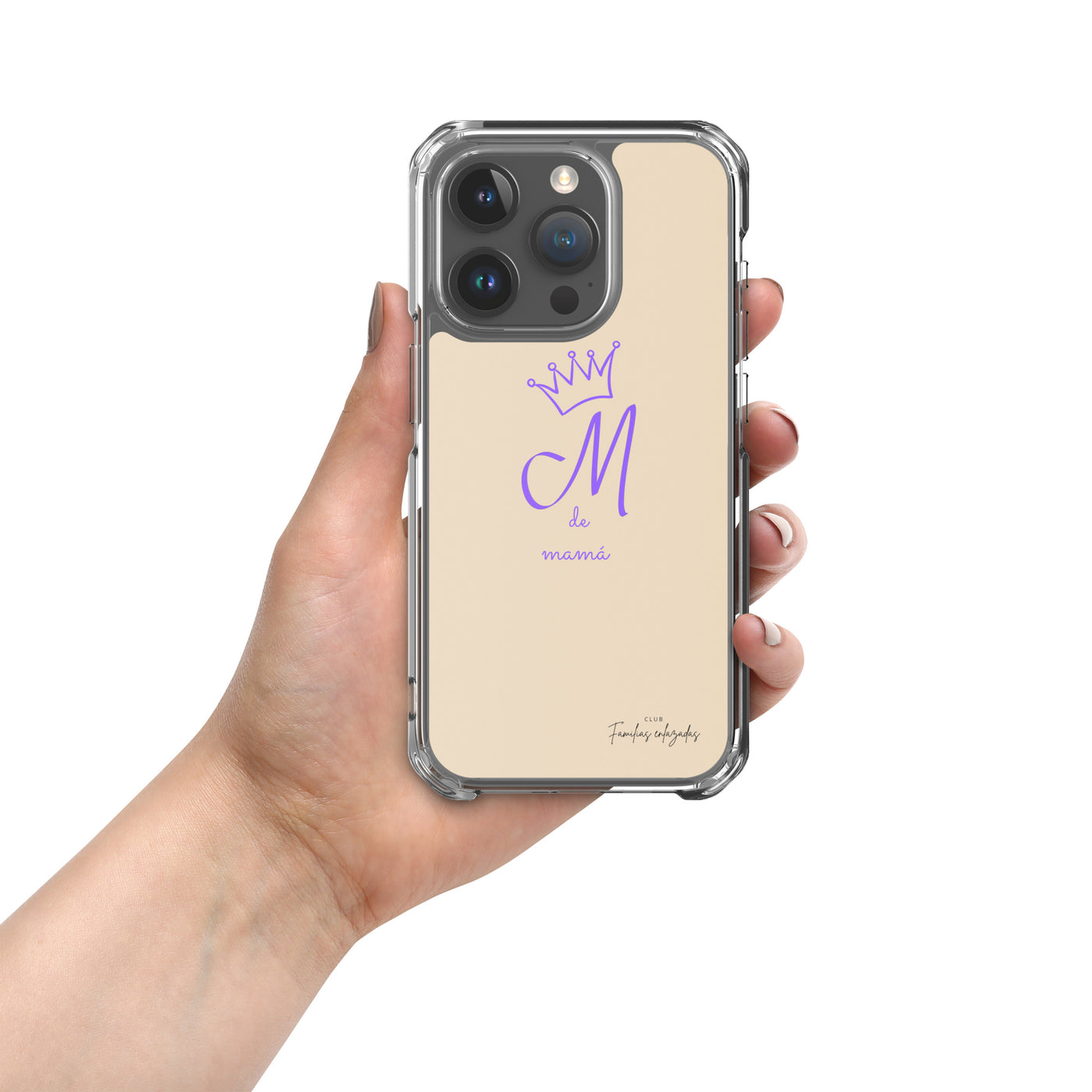 Beige iPhone®-Hülle „M für Mama“