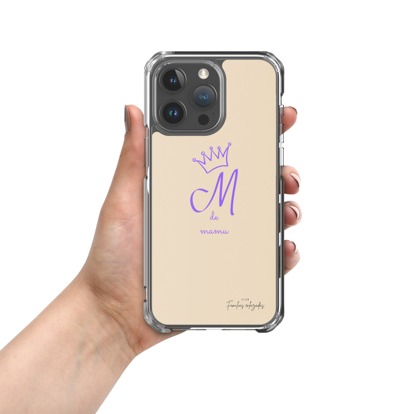 Beige iPhone® Hülle „M wie mamu“