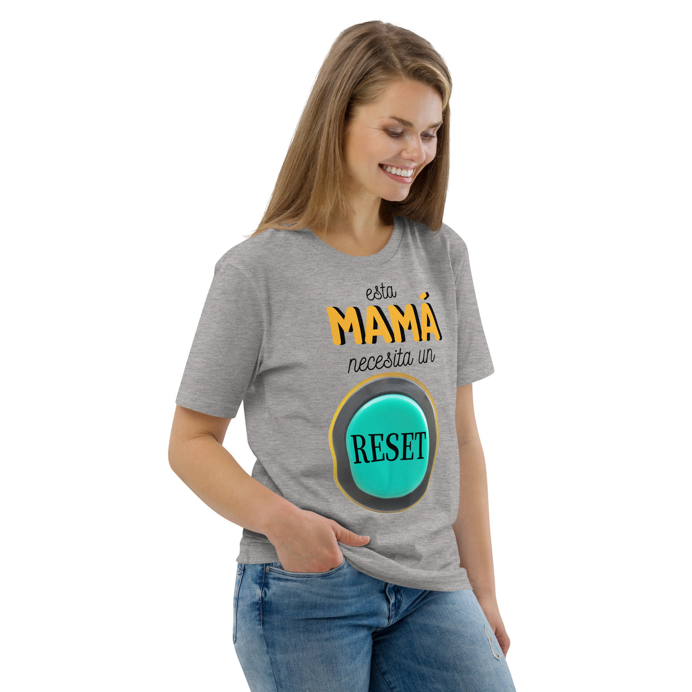 Camiseta de algodón orgánico "Esta mamá necesita un reset"