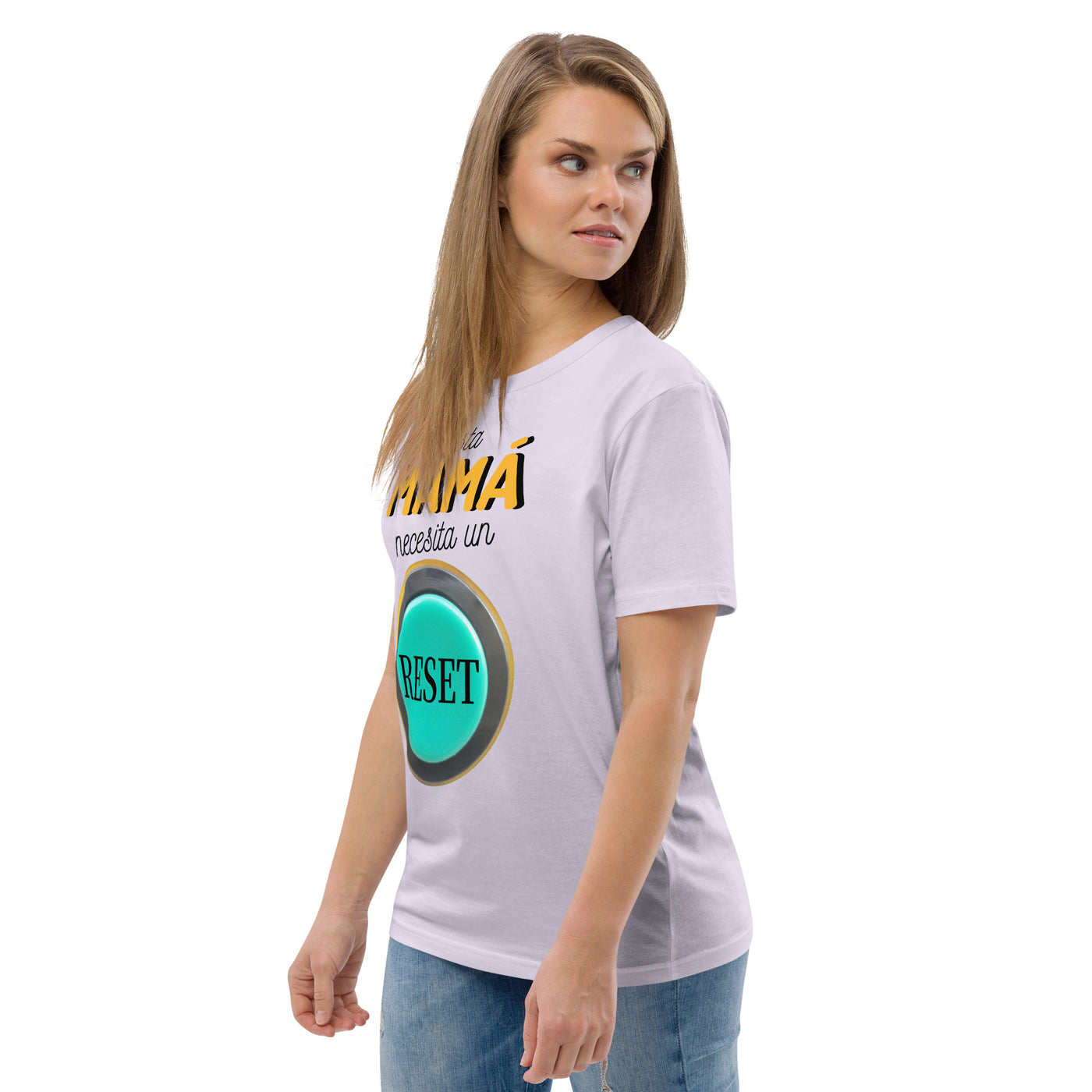 Camiseta de algodón orgánico "Esta mamá necesita un reset"